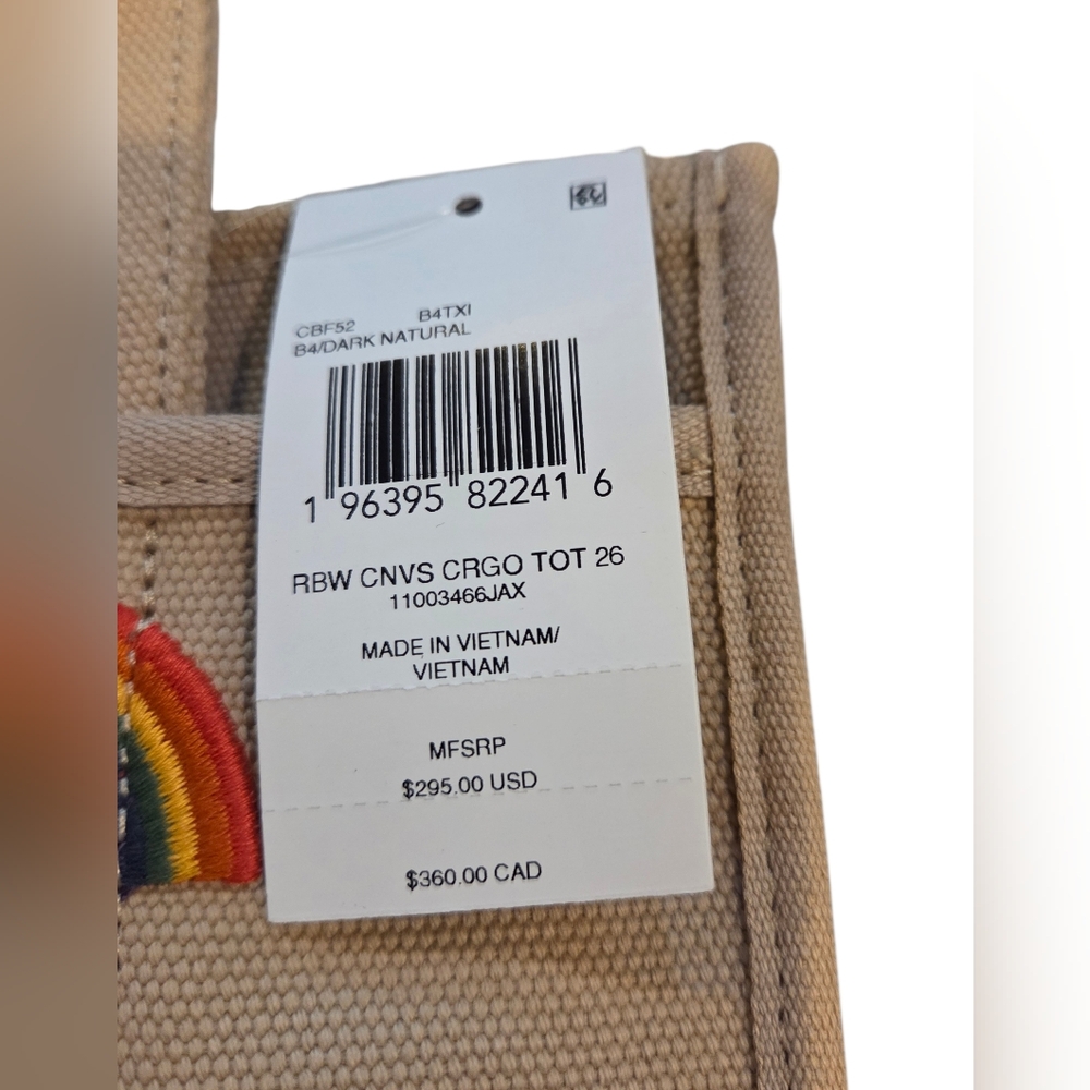 SOLD  NEW Cargo Tote 26 Canvas Bag With Rainbow Embroidery. Pride Trendy Chic - Picture 10 of 14